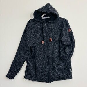 *Unisex Black Heathered Sherpa Full-Zip Hoodie M